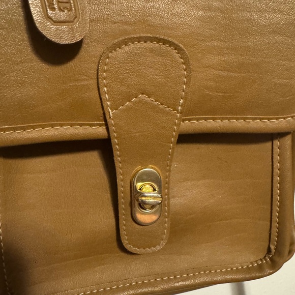 Monique Tan Faux Leather Shoulder Bag - Coach Station Bag Lookalike - Picture 6 of 10